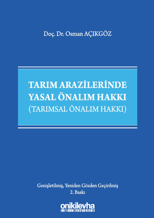 Kitap Kapağı  Tarım Arazilerinde Yasal Önalım Hakkı